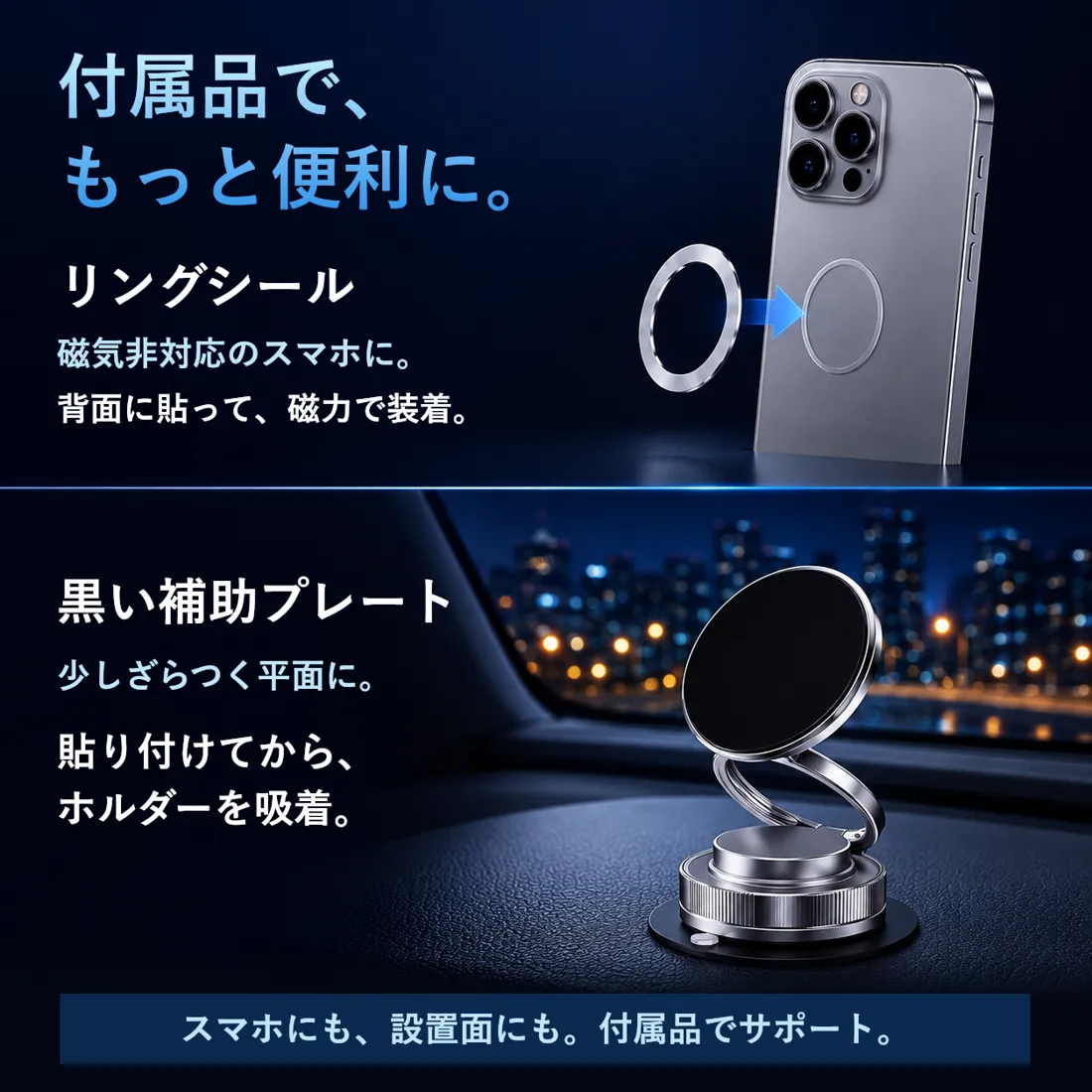 付属のリングシールと補助プレート